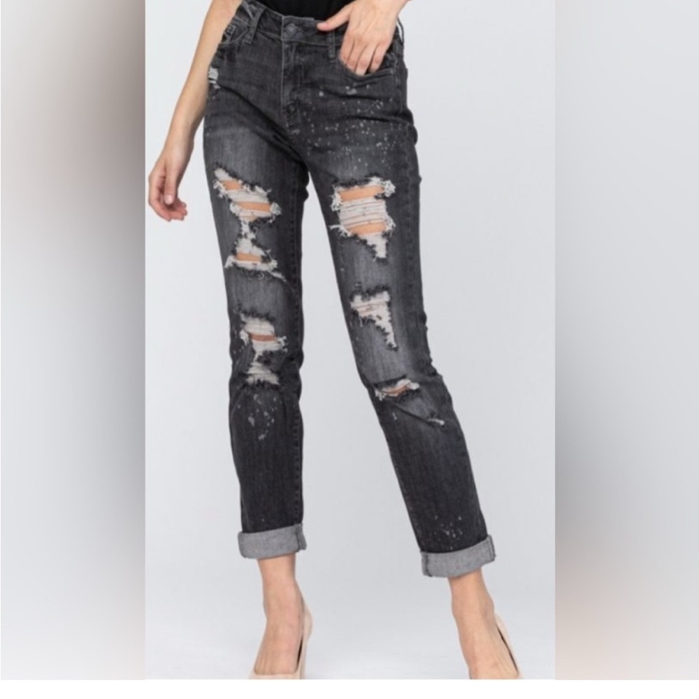 Judy Blue distressed bleach splatter boyfriend jean size 18W Women’s Denim